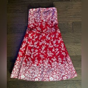 Red and White Flower Print Dress